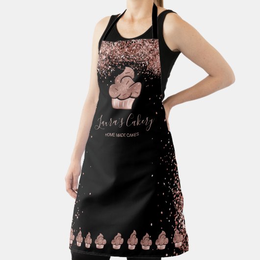 カップケーキベーカリーペストリーシェフグリッタードリップスバラ金ゴールド エプロン (インサイチュ)