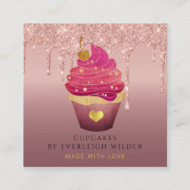 カップケーキベーカリーペストリーシェフグリッタードリップスバラ金ゴールド スクエア名刺