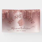 カップケーキベーカリーペストリーシェフグリッタードリップスバラ金ゴールド 横断幕 (横)