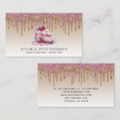 カップケーキベーカリーペストリーシェフグリッタードリップ 名刺 (正面/裏面)