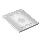 カップケーキベーカリーペストリーシェフシルバーグリッタードリップ ノートパッド (アングル)