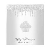 カップケーキベーカリーペストリーシェフシルバーグリッタードリップ ノートパッド (正面)