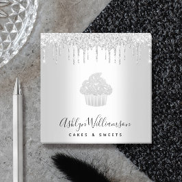 カップケーキベーカリーペストリーシェフシルバーグリッタードリップ ポストイット