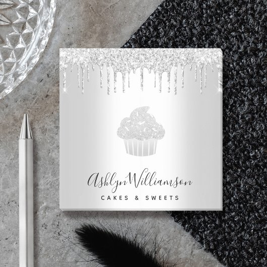 カップケーキベーカリーペストリーシェフシルバーグリッタードリップ ポストイット