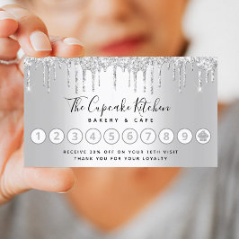 カップケーキベーカリーペストリーシェフシルバーグリッタードリップ ロイヤリティカード