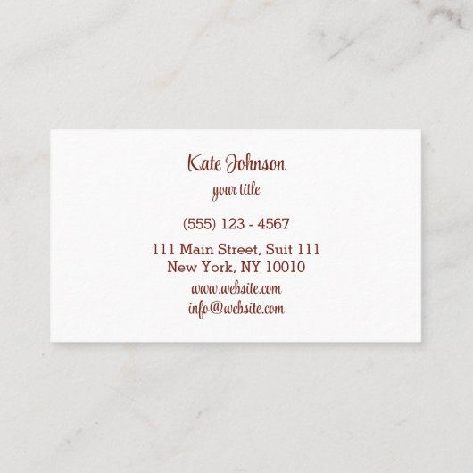 カップケーキベーカリーペストリーシェフスノーフレーク 名刺 (裏面)