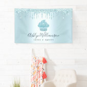 カップケーキベーカリーペストリーシェフターコイズグリッタードリップ 横断幕 (インサイチュ)