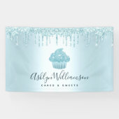 カップケーキベーカリーペストリーシェフターコイズグリッタードリップ 横断幕 (横)