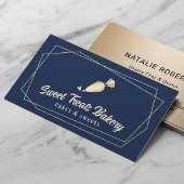 カップケーキベーカリーペストリーシェフネイビーブルー金ゴールドケーキ 名刺