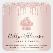 カップケーキベーカリーペストリーシェフバラ金ゴールドグリッタードリップ スクエアシール (正面)