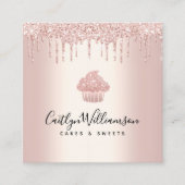 カップケーキベーカリーペストリーシェフバラ金ゴールドグリッタードリップ スクエア名刺 (正面)