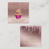 カップケーキベーカリーペストリーシェフバラ金ゴールドグリッタードリップ スクエア名刺 (正面/裏面)