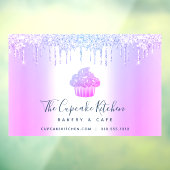 カップケーキベーカリーペストリーシェフパープルグリッタードリップ ウィンドウサイン (シート3)