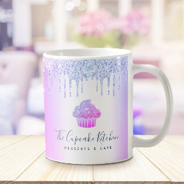 カップケーキベーカリーペストリーシェフパープルグリッタードリップ コーヒーマグカップ