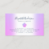 カップケーキベーカリーペストリーシェフパープルグリッタードリップ 名刺 (裏面)