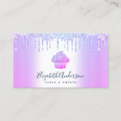 カップケーキベーカリーペストリーシェフパープルグリッタードリップ 名刺 (正面)