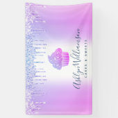 カップケーキベーカリーペストリーシェフパープルグリッタードリップ 横断幕 (縦)