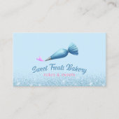 カップケーキベーカリーペストリーシェフブルーエレガントグリッター 名刺 (正面)