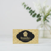 カップケーキベーカリーペストリーシェフモダン金ゴールドグリッター 名刺 (スタンド正面)