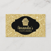 カップケーキベーカリーペストリーシェフモダン金ゴールドグリッター 名刺 (正面)