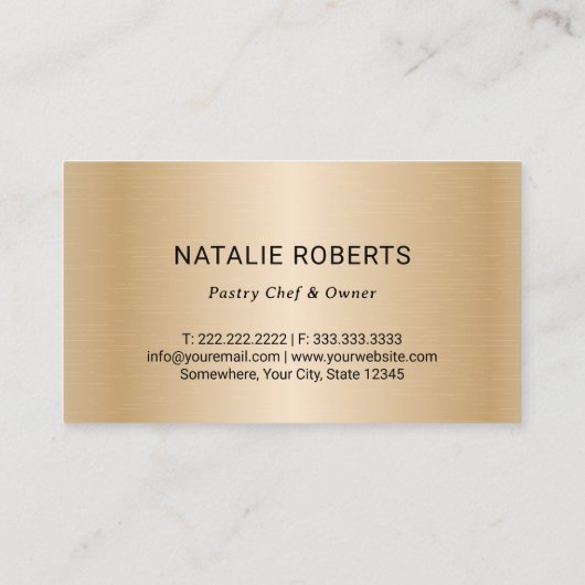 カップケーキベーカリーペストリーモダンシェフネイビー&金ゴールドケーキ 名刺 (裏面)