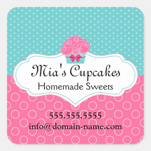 カップケーキベーカリーボックスシール スクエアシール (正面)