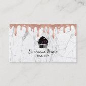 カップケーキベーカリーモダンバラ金ゴールドドリップホワイトマーブル 名刺 (正面)