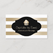 カップケーキベーカリーモダン金ゴールドストライプ 名刺 (正面)