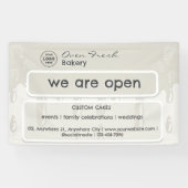 カップケーキベーカリーロゴ私たちは開いているグレー 横断幕 (横)
