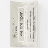 カップケーキベーカリーロゴ私たちは開いているグレー 横断幕 (縦)