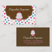 カップケーキベーカリー水玉模様ブラウンハート 名刺 (正面/裏面)
