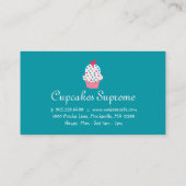 カップケーキベーカリー水玉模様ブルーハート 名刺 (裏面)