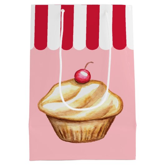 カップケーキベーカリー誕生日抱き枕 ミディアムペーパーバッグ (裏面)