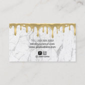 カップケーキベーカリー金ゴールドドリップアイシングモダンホワイトマーブル 名刺 (裏面)