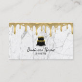 カップケーキベーカリー金ゴールドドリップアイシングモダンホワイトマーブル 名刺 (正面)