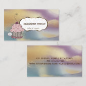 カップケーキベーカリー,水彩ブラシストロークカラフル 名刺 (正面/裏面)