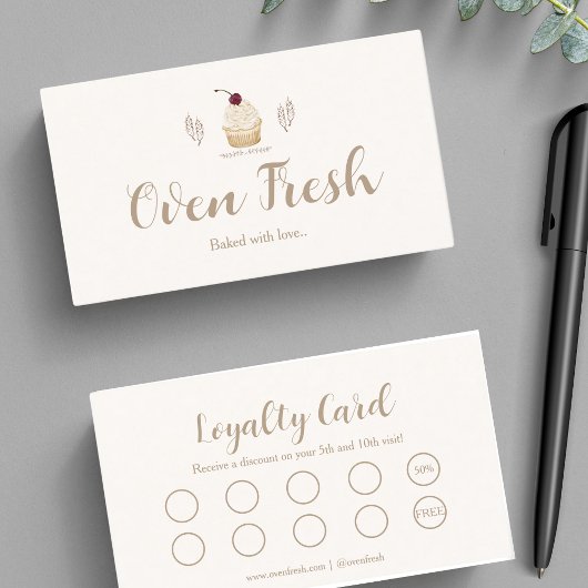 カップケーキベーカーベーカリーシェフケータリングドーンピンク ロイヤリティカード