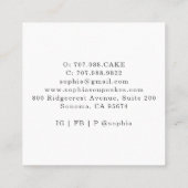 カップケーキベーカーベーカリーシェフケータリング スクエア名刺 (裏面)