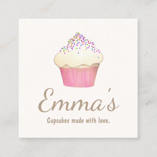 カップケーキベーカーベーカリーシェフケータリング スクエア名刺 (正面)