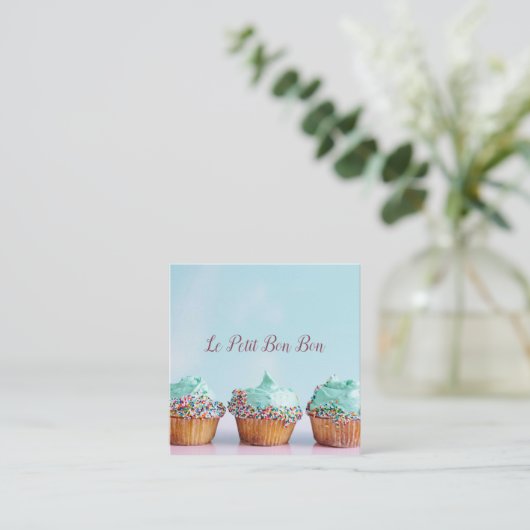 カップケーキベーカーベーカリーパティシシェフケータリング スクエア名刺 (スタンド正面)