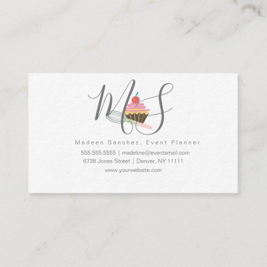 カップケーキベーキングケーキデコレーターふりかけ 名刺 (裏面)