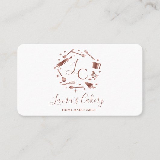 カップケーキベーキングバラ金ゴールド器ウィスクモノグラム 名刺 (正面)