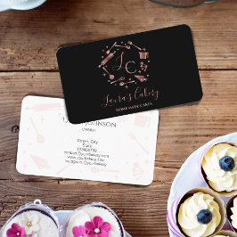 カップケーキベーキングバラ金ゴールド器ウィスクモノグラム 名刺