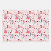 カップケーキベーキングパターンピンクパープル ラッピングペーパーシート (正面3)