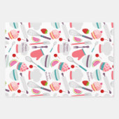 カップケーキベーキングパターンピンクパープル ラッピングペーパーシート (正面)