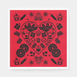 カップケーキベーキングフォークアート スタンダードランチョンナプキン