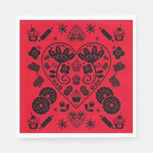 カップケーキベーキングフォークアート スタンダードランチョンナプキン (正面)