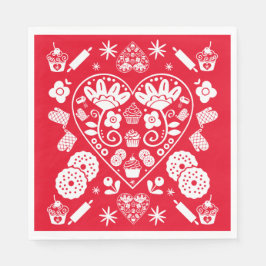 カップケーキベーキングフォークアート スタンダードランチョンナプキン