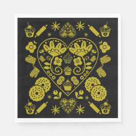 カップケーキベーキングフォークアート スタンダードランチョンナプキン