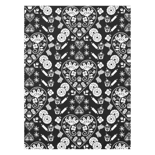 カップケーキベーキングフォークアート テーブルクロス (正面)